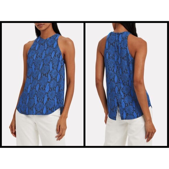 💕ALC💕 Anise Snakeskin Print Crepe Tank Top Blue 2 NWT - Picture 4 of 16